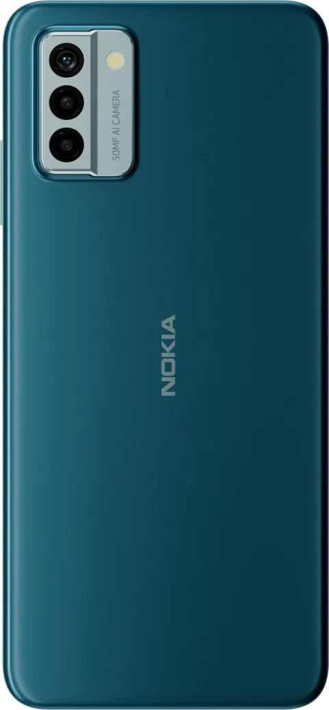 Nokia G22 in Lagoon Blue, back view