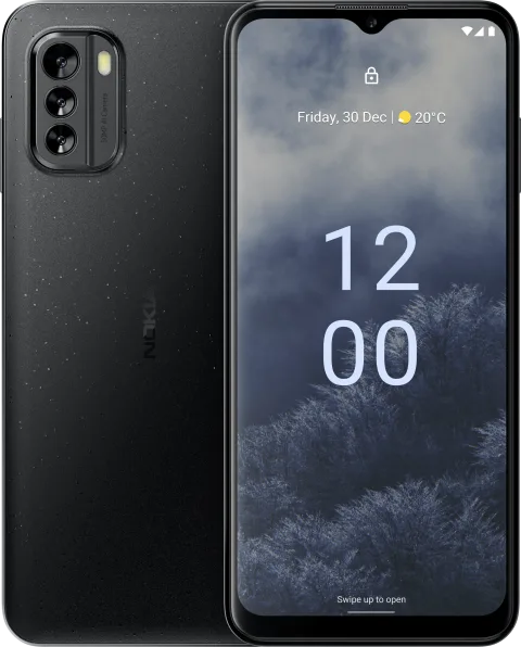 Nokia G60 5G in Black, front and back