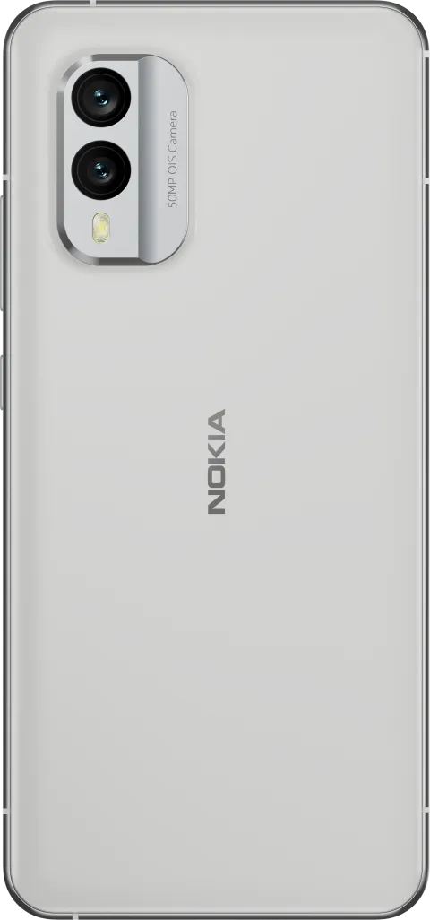 Nokia X30 5G in Ice White, back view