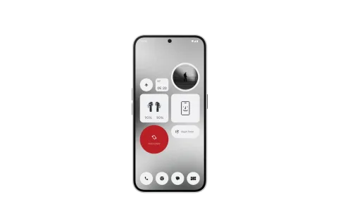 Nothing Phone (2a) in Milk, front view showing display