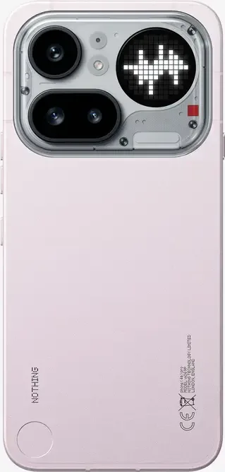 Nothing Phone (4a) Pro in Pink, flat back view with Glyph lit