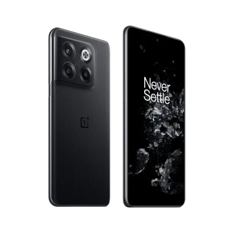 OnePlus 10T in Moonstone Black, front and side view