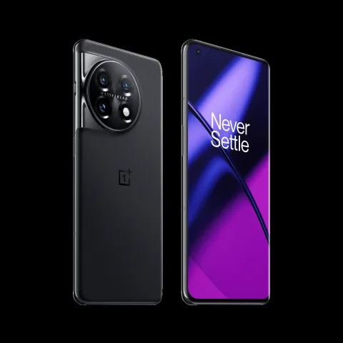 OnePlus 11 in Titan Black, front and back view