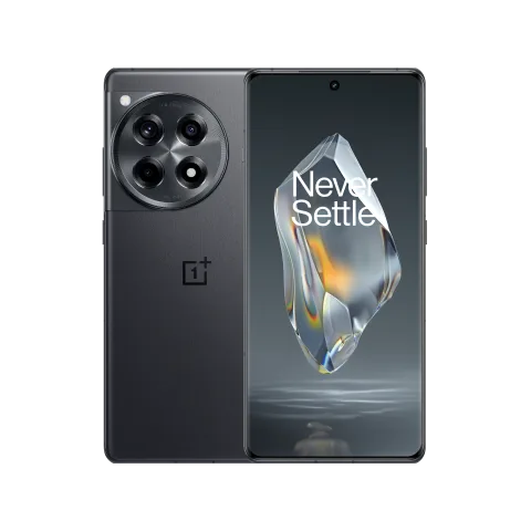 OnePlus 12R in Iron Gray, front and back view