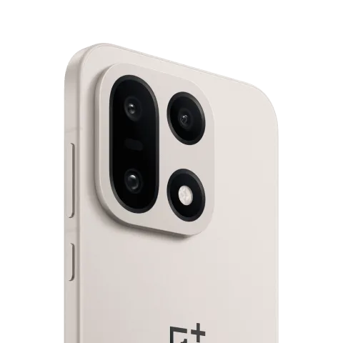 OnePlus 15 in Sand Storm, rear camera module close-up