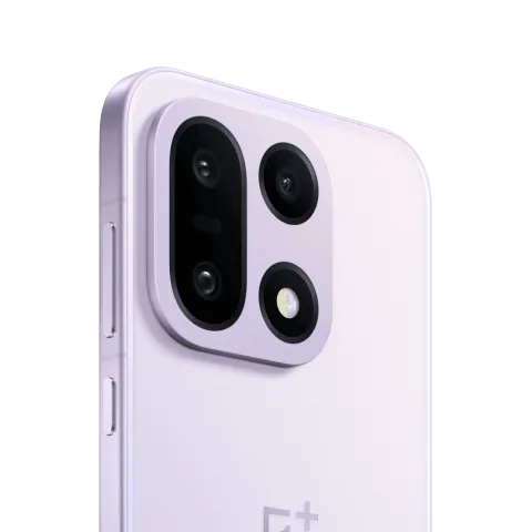 OnePlus 15 in Ultra Violet, rear camera module close-up