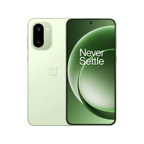 OnePlus 15R in Mint Breeze, front and back view