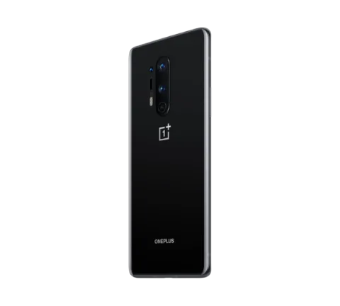 OnePlus 8 Pro in Onyx Black, angled back view