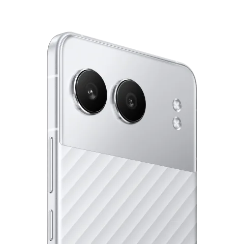 OnePlus Nord 4 in Mercurial Silver, rear camera lenses close-up.