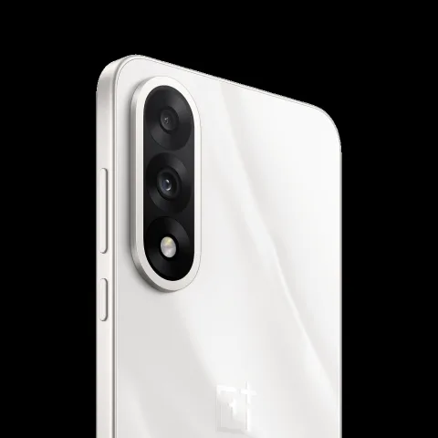 OnePlus Nord 5 in Marble Sands, rear camera module close-up.