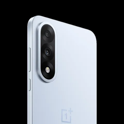 OnePlus Nord 5 in Dry Ice, rear camera module close-up.
