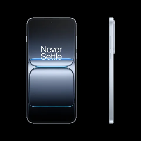 OnePlus Nord 5 in Dry Ice, front display and side profile.