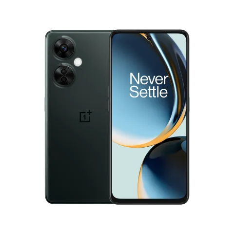 OnePlus Nord CE 3 Lite in Chromatic Gray, front and back view.
