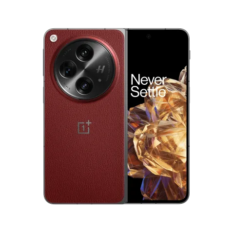 OnePlus Open in Crimson Shadow, front and back view