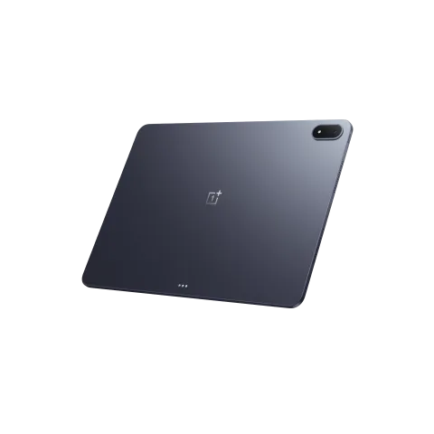 OnePlus Pad 3 in Storm Blue, back angled view with logo