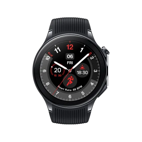 OnePlus Watch 2 in Black Steel, front view