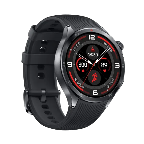 OnePlus Watch 3 in Obsidian Titanium, side angled view