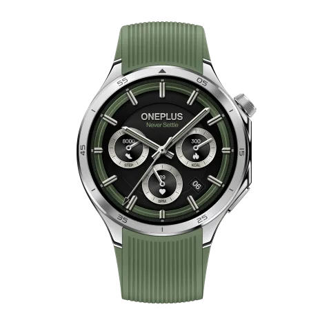 OnePlus Watch 3 in Emerald Titanium, front view