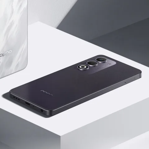 Oppo A5 4G in Midnight Purple, back view
