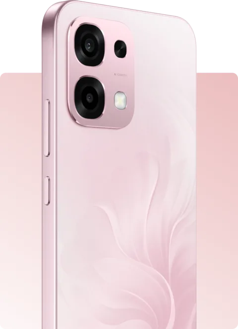 OPPO A6 Pro camera module close-up in Coral Pink