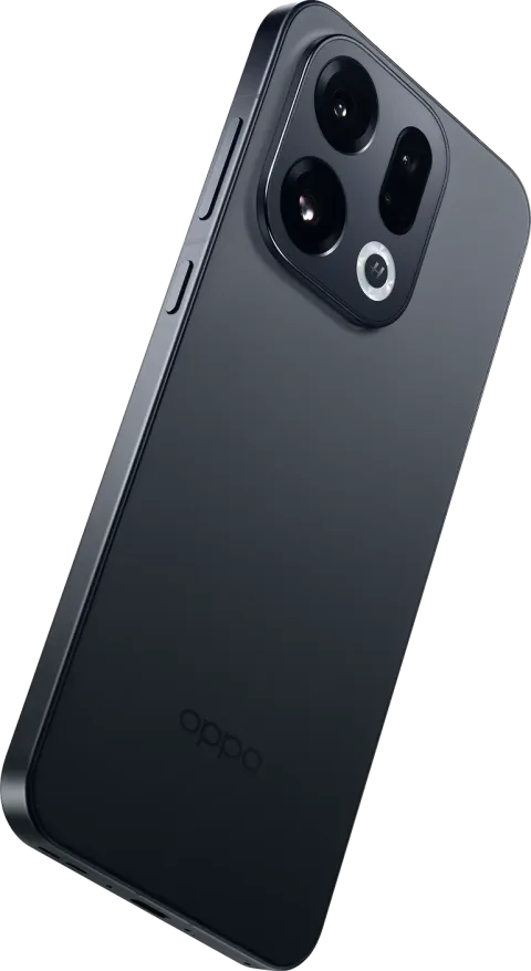 OPPO Find X9 in Space Black, angled rear view