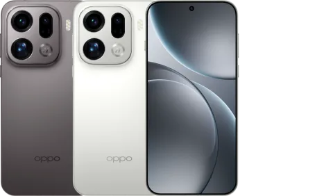 OPPO Find X9 Pro in Titanium Charcoal and Silk White with front screen