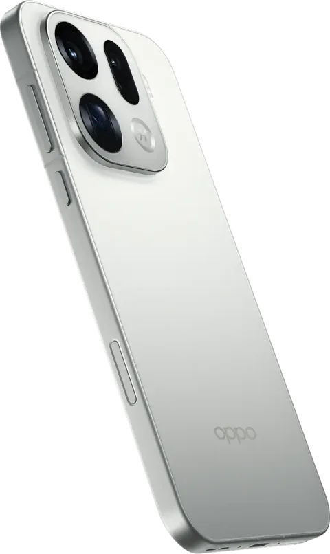 OPPO Find X9 Pro in Silk White, angled rear view