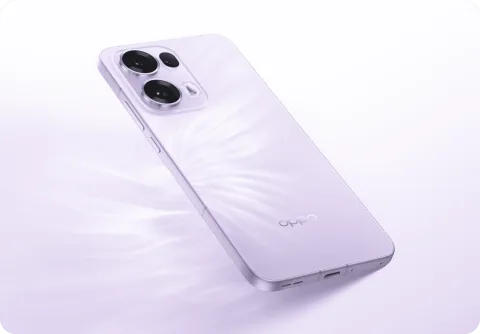 OPPO Reno13 Pro in Purple, studio rear view