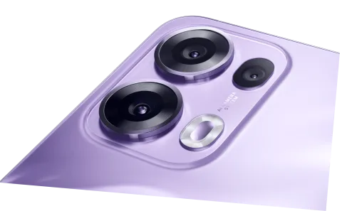 OPPO Reno13 Pro camera module close-up in Purple