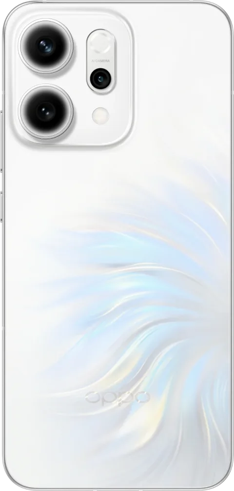 Oppo Reno14 in Opal White, back view