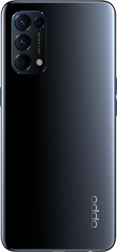 Oppo Reno5 5G in Starry Black, back view