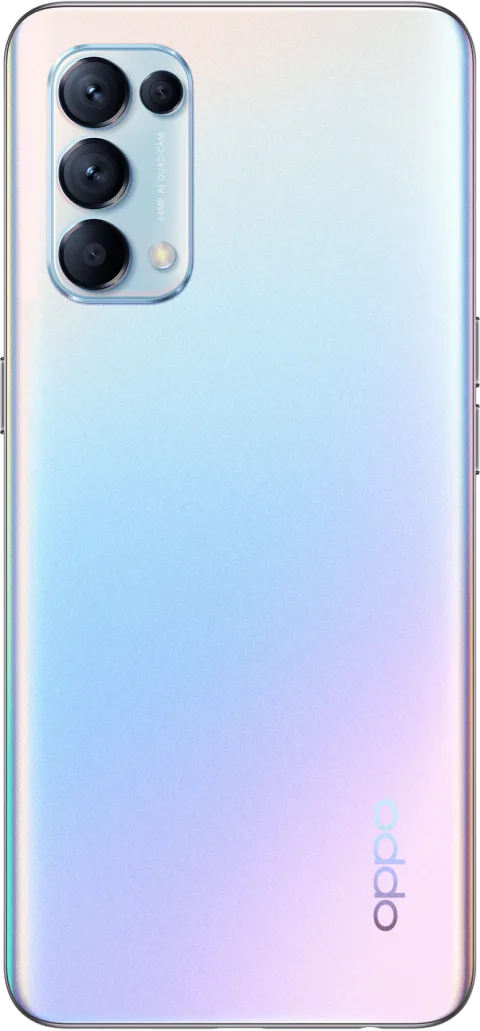 Oppo Reno5 5G in Galactic Silver, back view