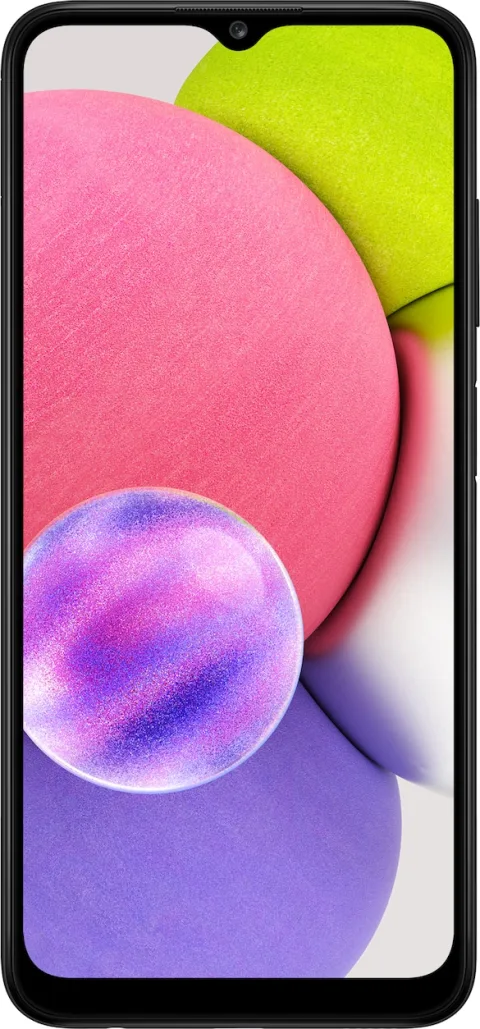 Samsung Galaxy A03s in Black, front view