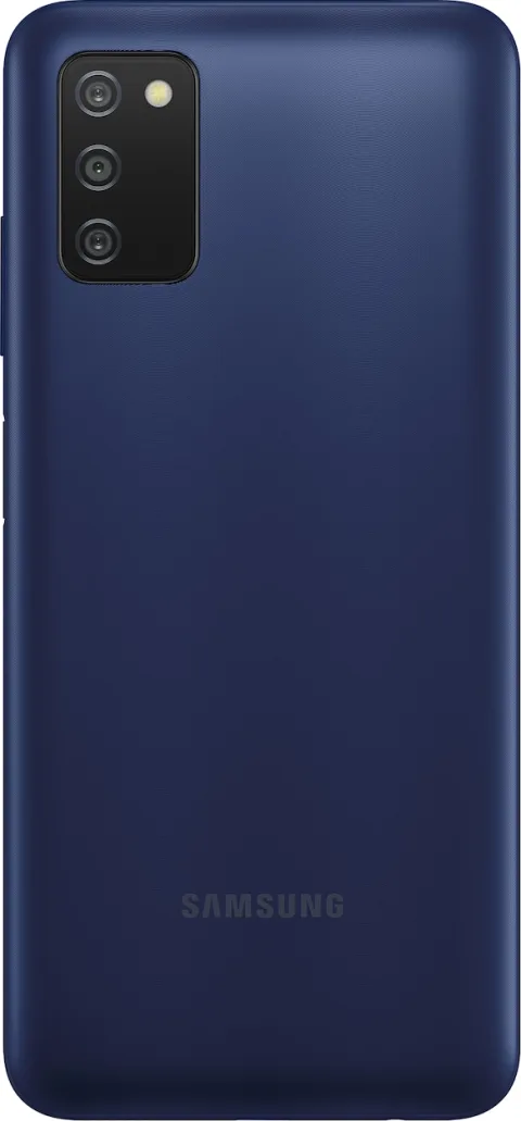 Samsung Galaxy A03s in Blue, back view
