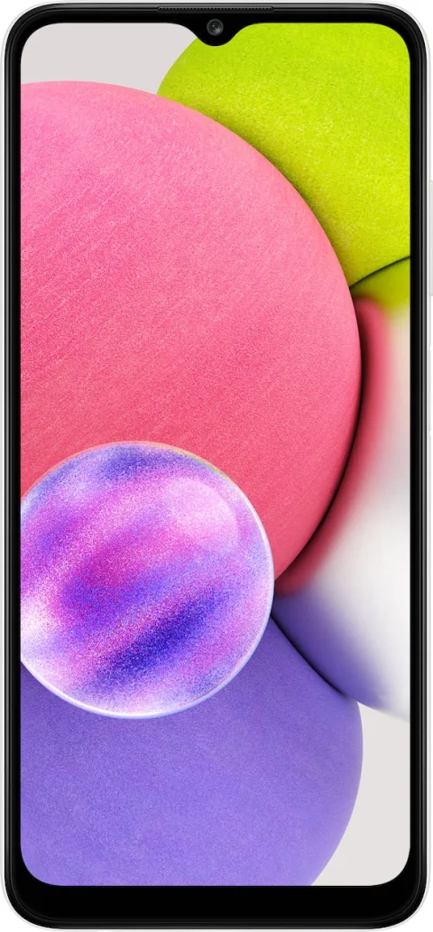 Samsung Galaxy A03s in White, front view