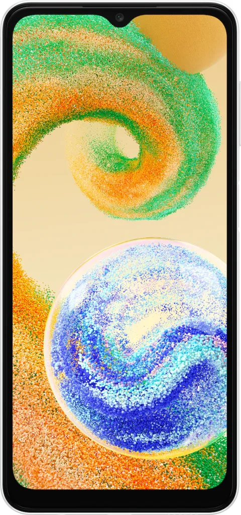 Samsung Galaxy A04s in Awesome White, back view