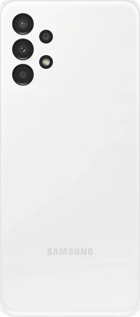 Samsung Galaxy A13 in White, rear camera view