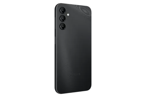 Samsung Galaxy A14 5G in Black, rear angled view