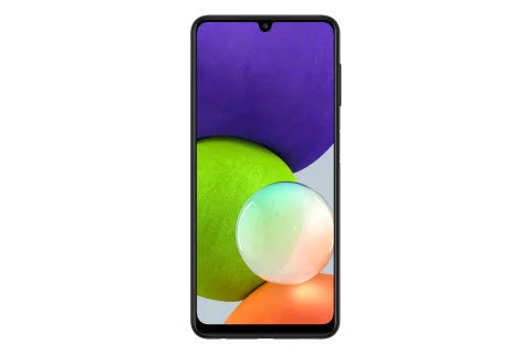 Samsung Galaxy A22 in Black, front view