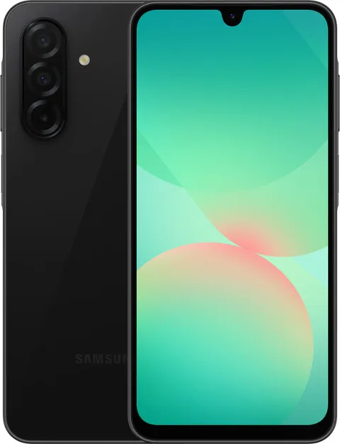 Samsung Galaxy A26 5G in Black, front and back