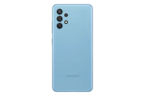 Samsung Galaxy A32 in Awesome Blue, back view
