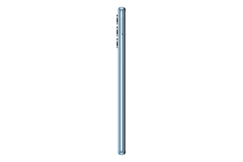 Samsung Galaxy A32 in Awesome Blue, side angle view