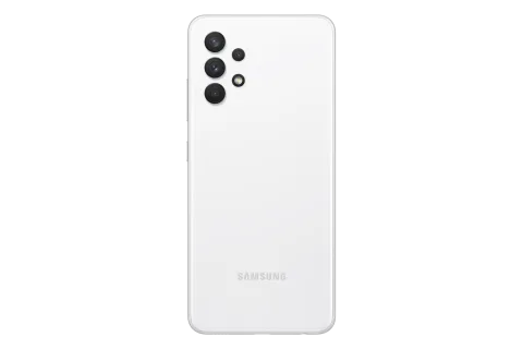 Samsung Galaxy A32 in Awesome White, back view