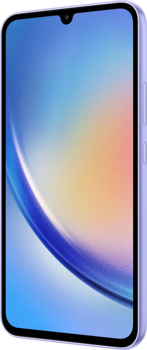 Samsung Galaxy A34 5G in Awesome Violet, angled front view