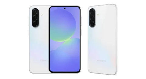 Samsung Galaxy A36 5G in Awesome White, front, back and side