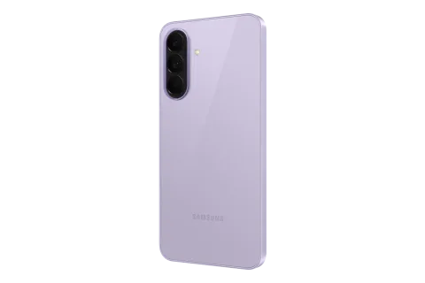 Samsung Galaxy A37 5G in Awesome Lavender, back three-quarter angle