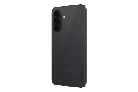 Samsung Galaxy A37 5G in Awesome Charcoal, back three-quarter angle