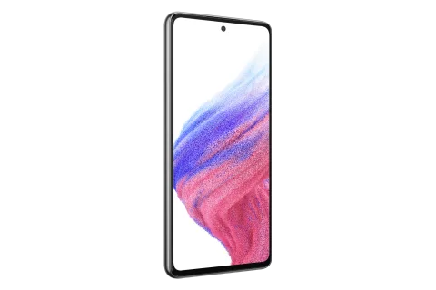 Samsung Galaxy A53 5G in Awesome Black, angled front view