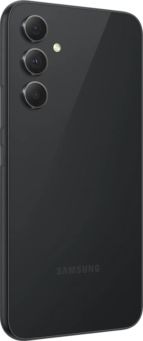 Samsung Galaxy A54 in Awesome Black, angled view