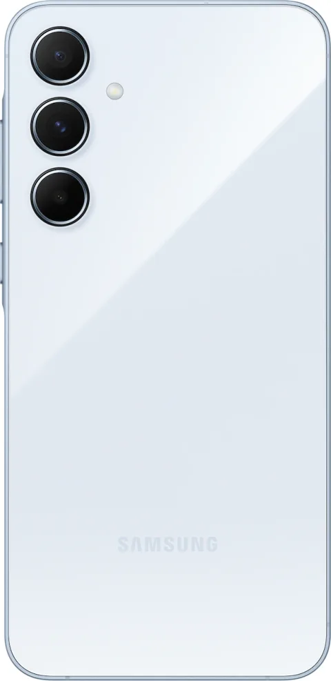Samsung Galaxy A55 in Awesome Iceblue, back view